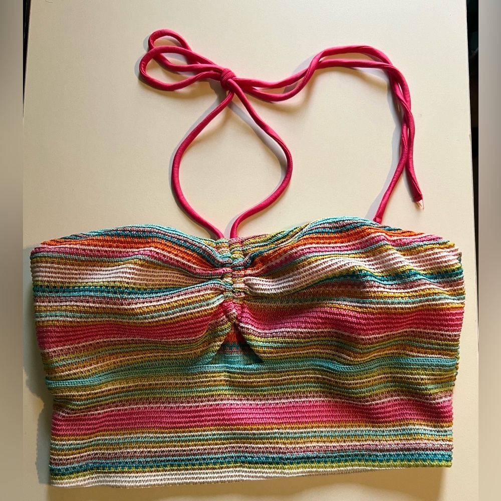 Multicolor Vacation Crop/Halter Top Size S